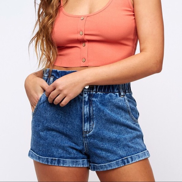70% CLEARANCE 🎄Larissa High Rise Shorts-Dark Wash - Picture 2 of 7